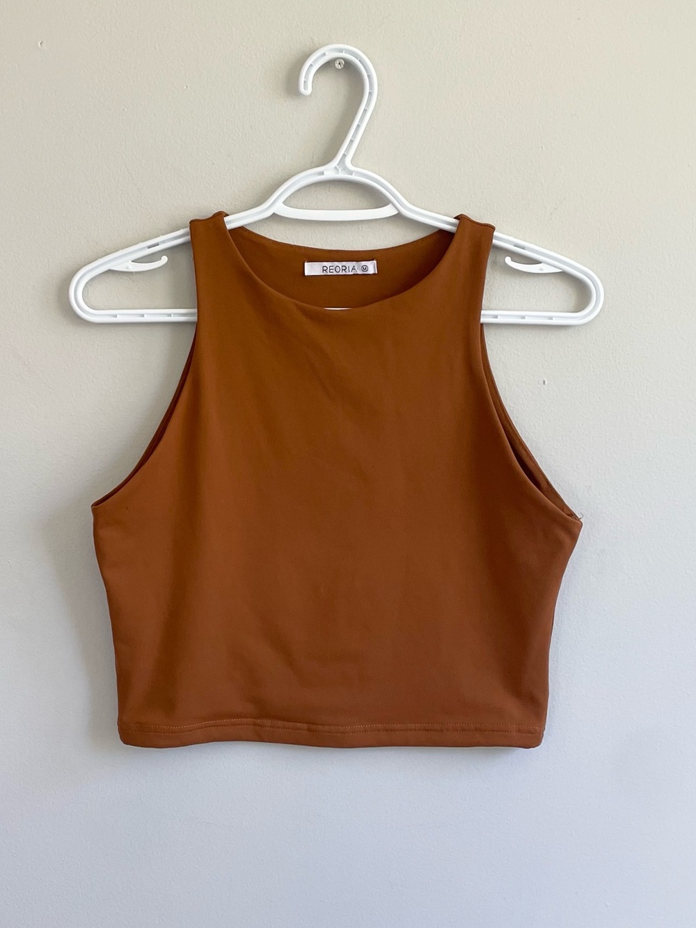 REORIA RUST BROWN TERRA COTTA SLEEVELESS CROP TOP STRETCH MEDIUM